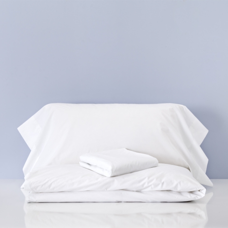 Cadaqués - Juego de funda nórdica blanca con bajera para cama individual de 90 cm