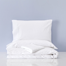 Cadaqués - Juego de funda nórdica blanca con bajera para cama doble de 135 cm